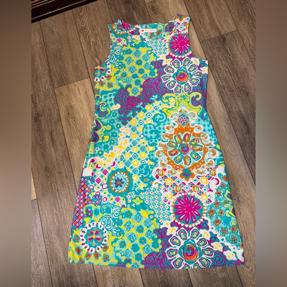 Jude Connally Colorful Patterned Midi Dress